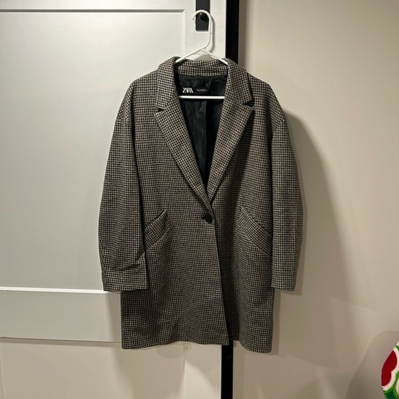 Zara blazer jacket size Large. Tan/brown/gray - Picture 1 of 5